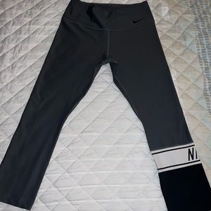 Used Nike Power Victory Women’s Training Crops Tights SMALL Gray Black